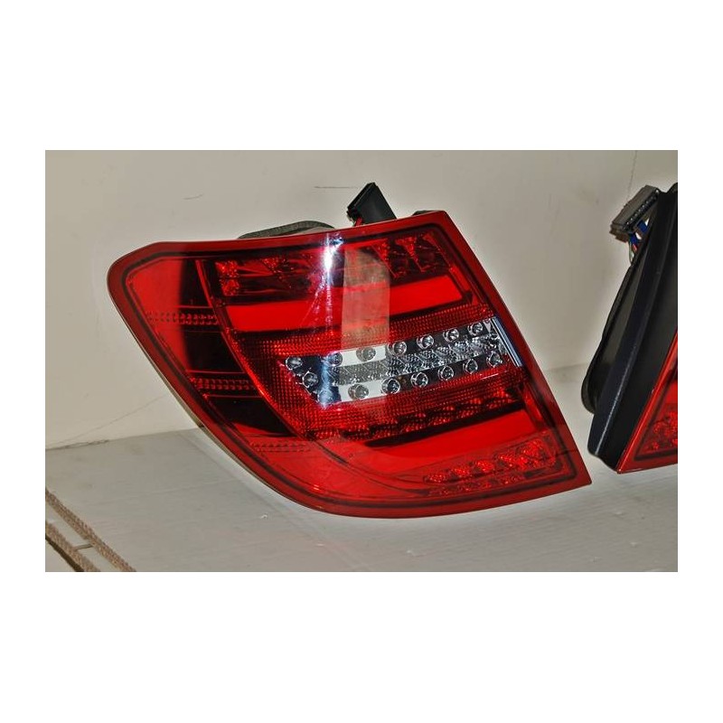 Set Of Rear Tail Lights Mercedes W204 2011-2014 Led Red Clear