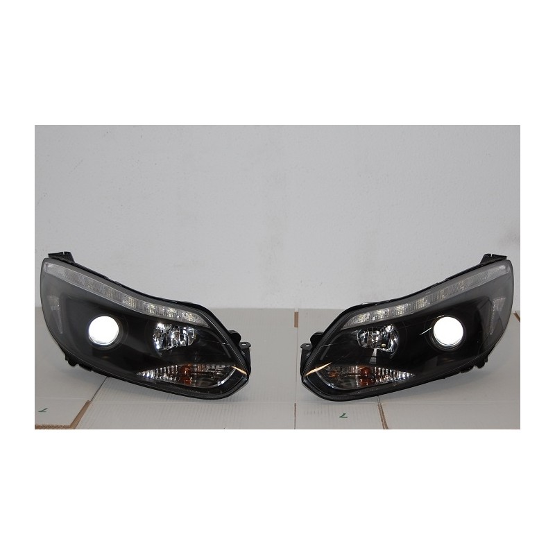 Set Of Headlamps Day Light Ford Focus 2011-2014, Blinker Led, Black