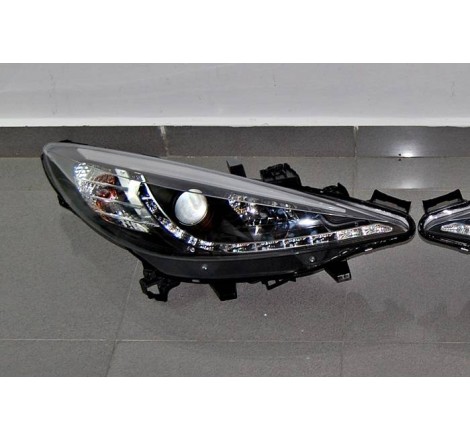 Set Of Headlamps Day Light Peugeot 207 Black