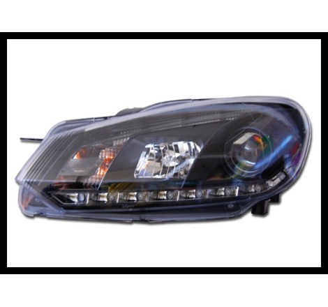 Faros Delanteros Luz De Dia Real Volkswagen Golf 6 09-12 Black