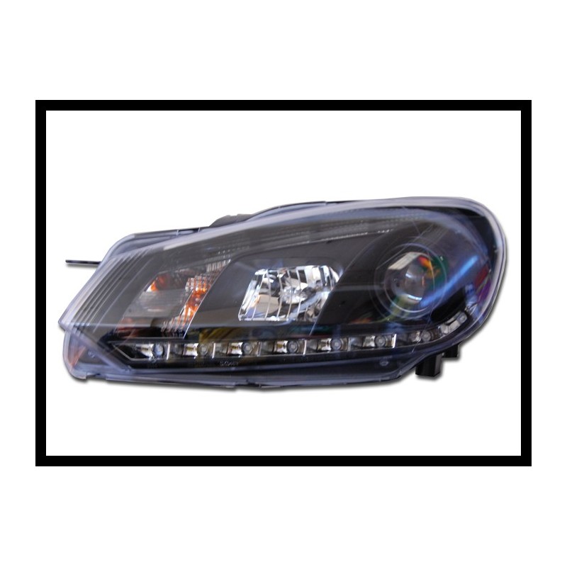 Set Of Headlamps Day Light Volkswagen Golf 6 09-12 Black