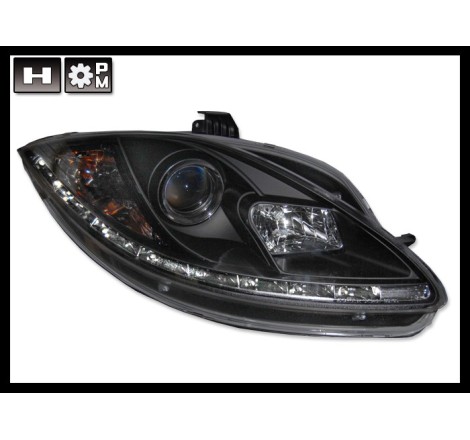 Set Of Headlamps Day Light Seat Leon 2005-2008 Black