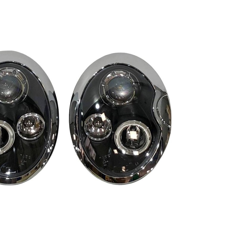 Set Of Headlamps Angel Eyes Mini R50 / R52 / R53 2001-2005 Black