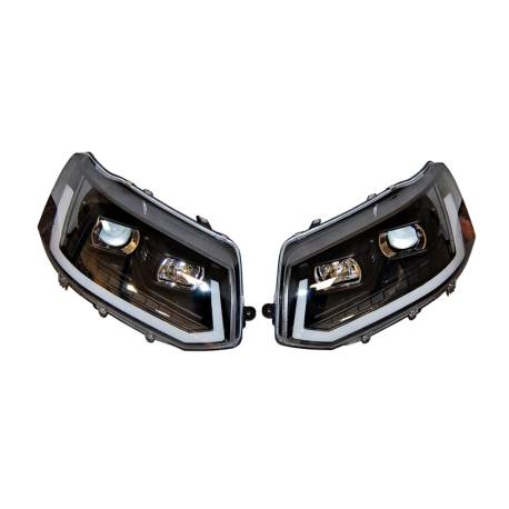 Set Of Headlamps Day Light Volkswagen T5 09-16 Xenon DRL Black