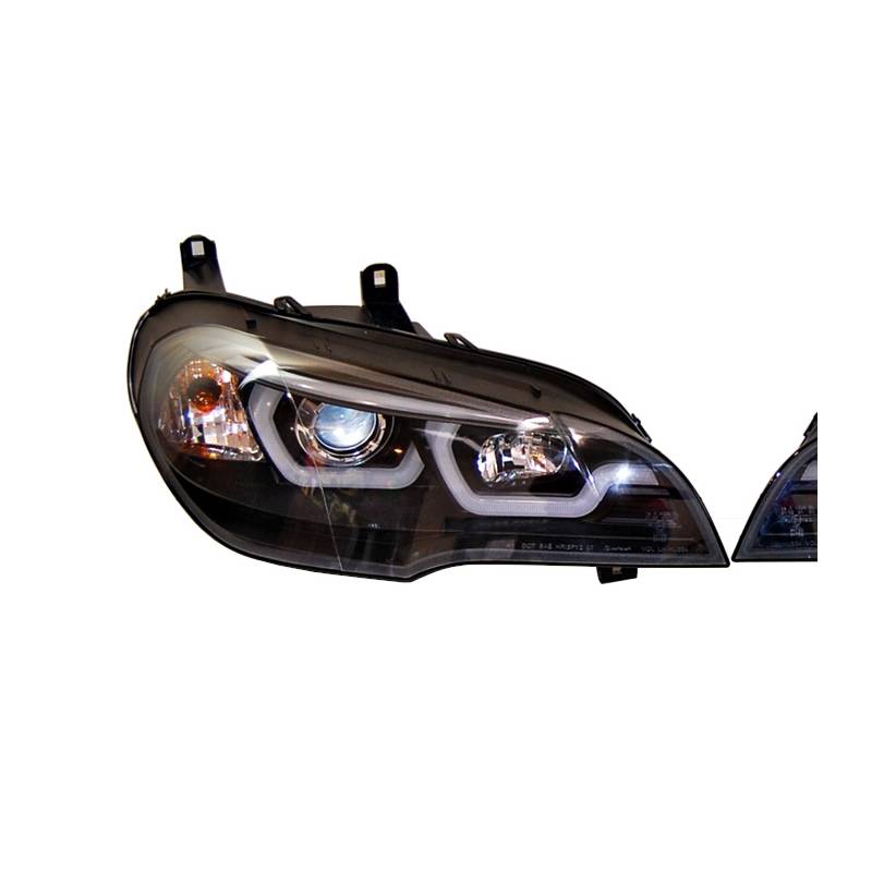 Set Of Headlamps Day Light Real BMW X5 E70 07-13 Black - Convert Cars