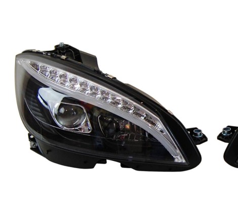 Faros Delanteros Luz De Dia Mercedes W204 '07-'10 Black Int. led