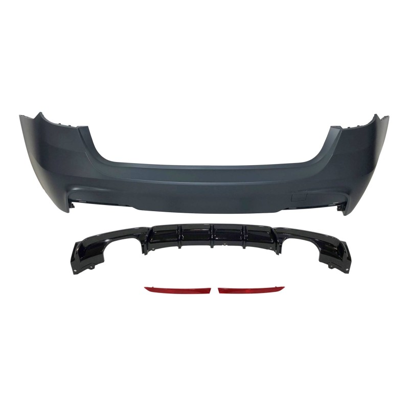 Pare-Choc Arrière BMW F31 Look M Performance 2 Sortie double Noir brillant