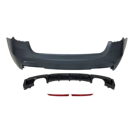 Pare-Choc Arrière BMW F31 Look M Performance 2 Sortie double Noir brillant