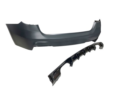 Pare-Choc Arrière BMW F31 Look M Performance 2 Sortie double Noir brillant