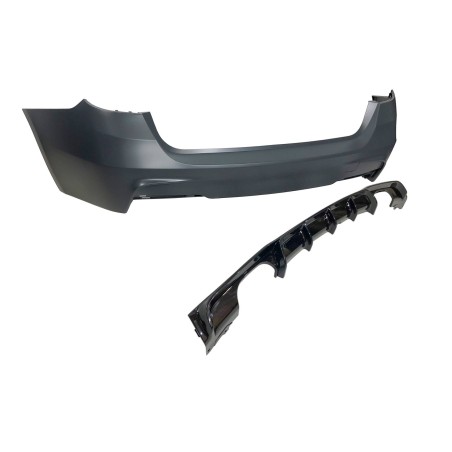 Pare-Choc Arrière BMW F31 Look M Performance 2 Sortie double Noir brillant