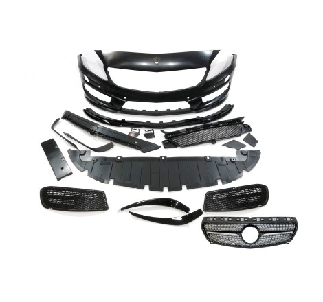 Front Bumper Mercedes W176 2012-2015 A45 Look AMG Sensors Front grill