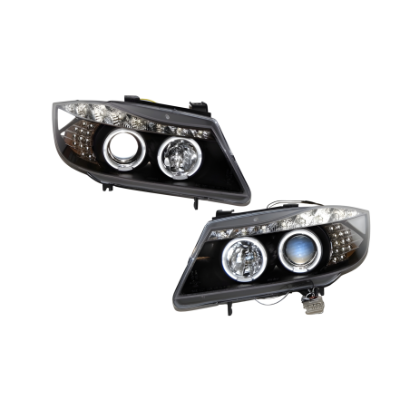 Phare Avant Lumière De Jour BMW E90 05-08 Noir Led Intermittent