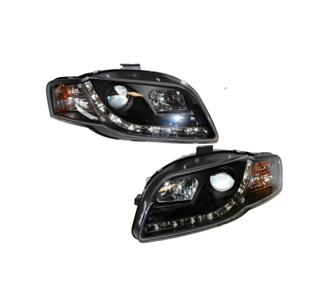 Faros Delanteros Luz De Dia Audi A4 '05-08 Black