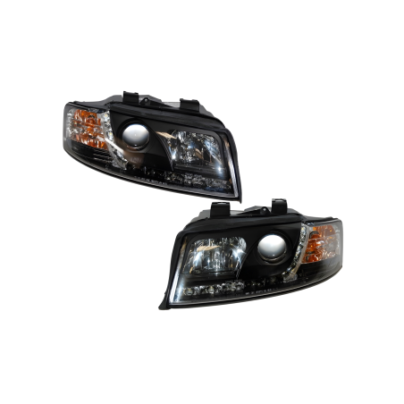 Set Of Headlamps Day Light Audi A4 2002-2004, Black