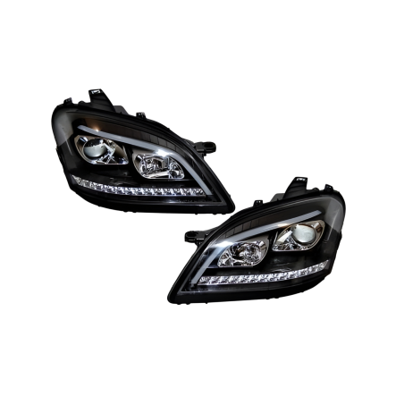 Set Of Headlamps Day Light Mercedes W164 05-08 Led sequential flashing Black