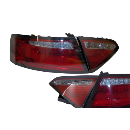 Set Of Rear Tail Lights Audi A5 2-4D 07-09 Led Red/Smoked Cardna Flashing Led