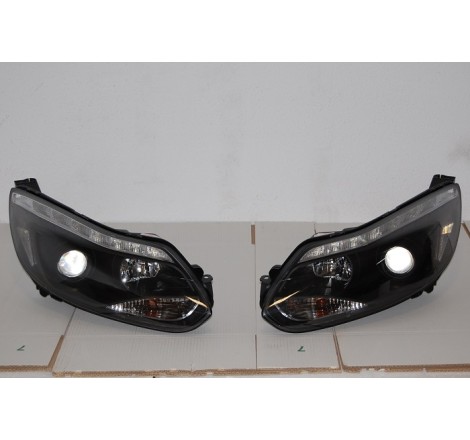 Set Of Headlamps Day Light Ford Focus 2011-2014, Blinker Led, Black