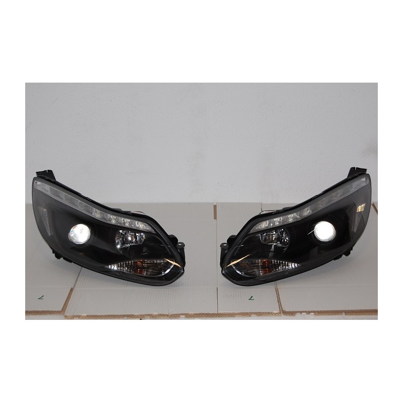 Set Of Headlamps Day Light Ford Focus 2011-2014, Blinker Led, Black