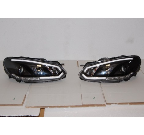 Set Of Headlamps Day Light Volkswagen Golf 6 2009-2012 Black