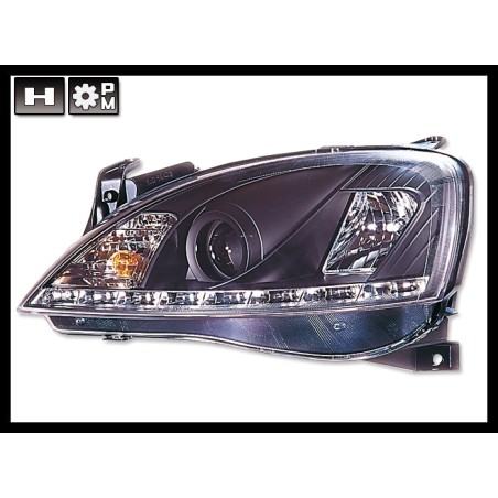 Set Of Headlamps Real Day Light Opel Corsa C Black