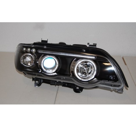 Set De Phares Avant Angel Eyes BMW X5 2001 Noir