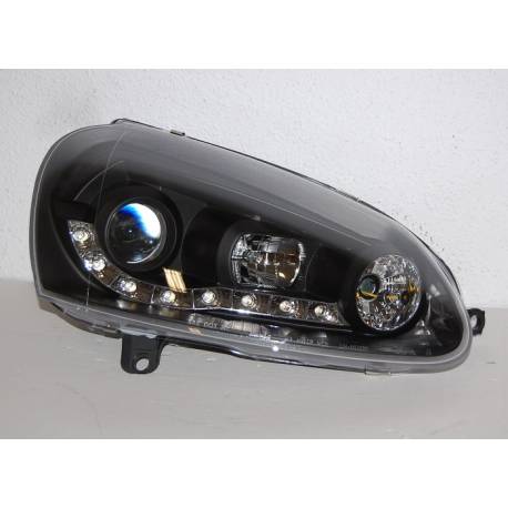 Set Of Headlamps Day Light Volkswagen Golf 5 Black