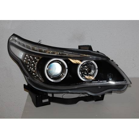 Set Of Headlamps Day Light BMW E60 / E61 2003-2007 Black & Blinker Led