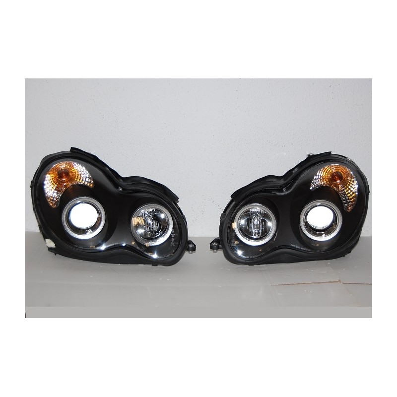 Fanali Anteriori Angel Eyes Mercedes W203 2001-2007 Black