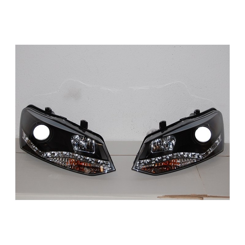 Faros Delanteros Luz De Dia Volkswagen Polo '10, Black