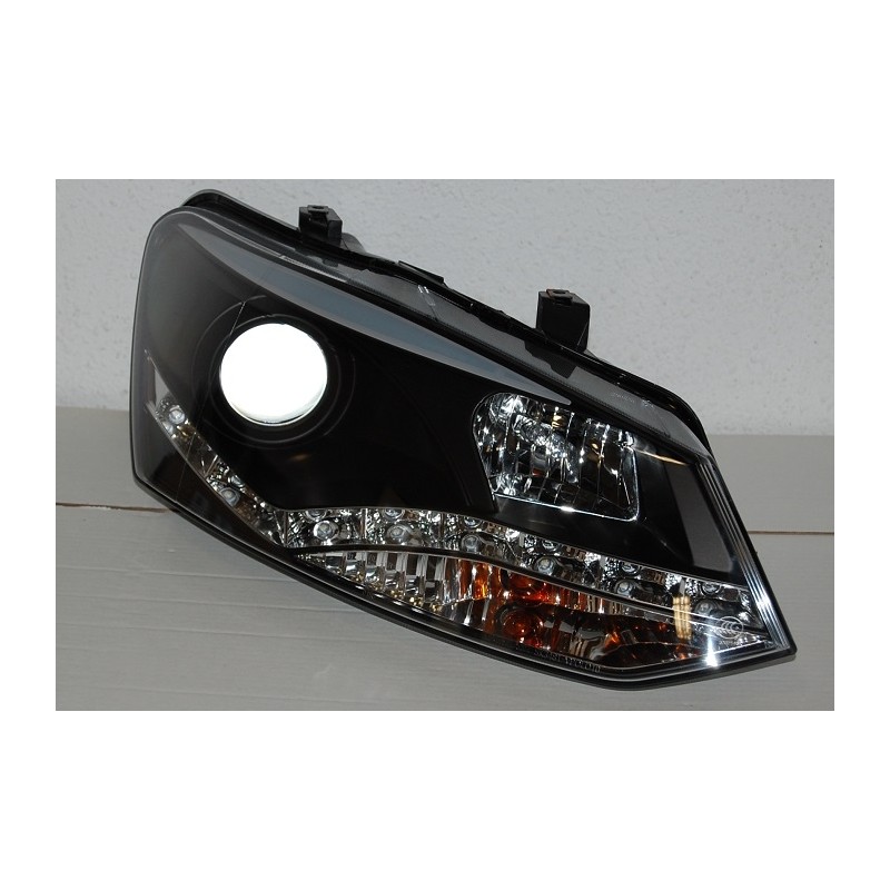 Faros Delanteros Luz De Dia Volkswagen Polo '10, Black