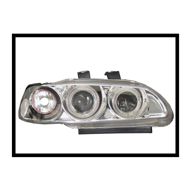 Set Of Headlamps Angel Eyes Honda Civic 1992-1995, 4 Doors, Chromed